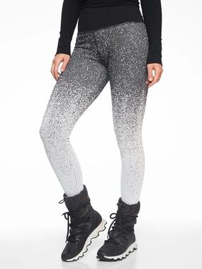Athleta Flurry Base Layer Ombré Tight Black-to-White Gradient Speckle Leggings